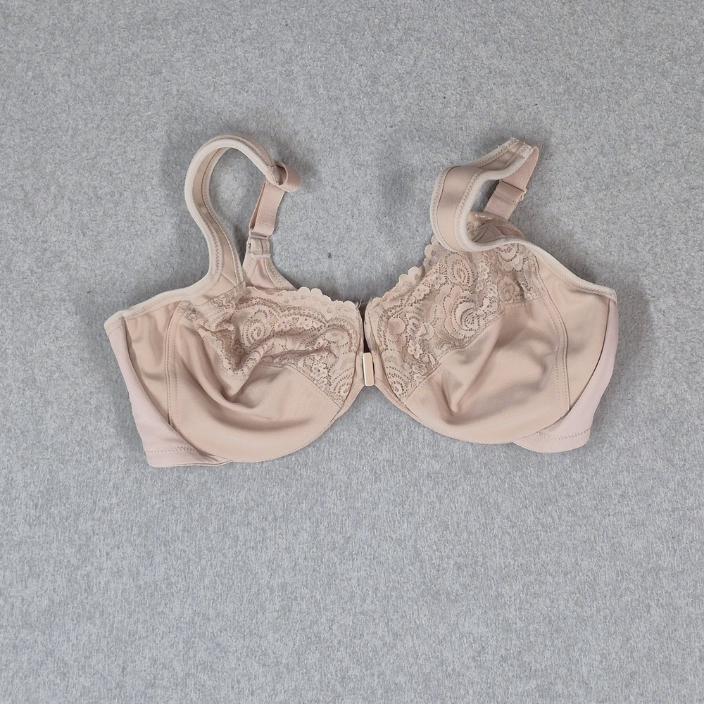 Glamorise Women Bra 40C Beige Front Closure Adjustable Strap Underwired